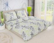 Francouzské bavlněné povlečení 240x200, 70x90cm Větvička zelená