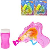 Bublifukovač set pistolka transparentní 15cm s náplní 60ml na baterie Světlo různé barvy