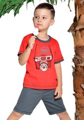 Dětské pyžamo s obrázkem fotoaparátu a kraťasy