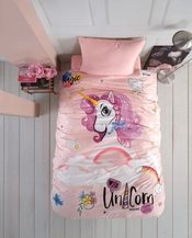 Ložní povlečení pro mladé 140x200, 70x90cm Unicorn růžové