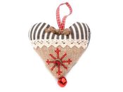 Dekorační závěs srdce 11x11 cm z juty s rolničkami
