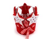 Skleněný svícen 6x6,7 cm s filcovou aplikací