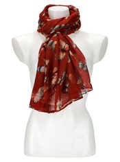 Dámský letní barevný šátek s motýlky 174x69 cm červená