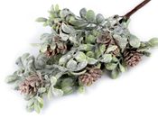 Umělá větvička se šiškami k aranžování ojíněná