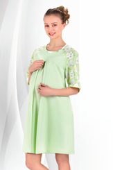 Těhotenská a kojící noční košile Janet zelená