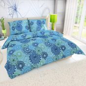 Prodloužené ložní bavlněné povlečení 140x220, 70x90cm Kruhy modré