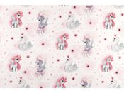 Bavlněná látka Jednorožec s labutí bílá š.160 METRÁŽ