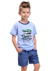 Dětské pyžamo s nápisem Stay on Track a kraťasy