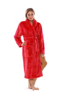 Huňatý červený župan s límcem Lilly 21 20 3551