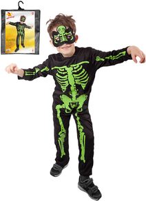 KARNEVAL Šaty kostlivec neon vel. M (117-128cm) 6-8 let *KOSTÝM*