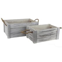 Dřevěná bedýnka s plastem, S/2 D6221 - 25 × 15 × 11 cm,30 × 20 × 13 cm