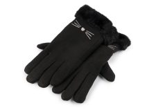 Dívčí rukavice s kožešinou zateplené, dotykové