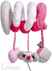 Baby spirála růžová Kočka Angelique s hračkami pro miminko