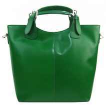 Velká kožená dámská shopper kabelka zelená