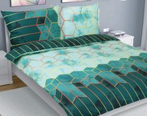 Povlečení bavlna na dvoudeku - 200x220, 2ks 70x90 cm (200 cm šířka x 220 cm délka prodloužená) Plástev zelená