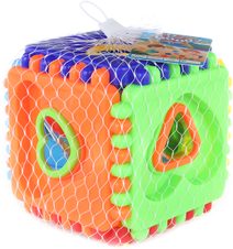 Vkládačka set barevná skládací kostka + 12 vkládacích tvarů