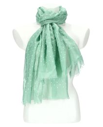 Dámský letní jednobarevný šátek s puntíky 180x69 cm zelená