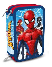 Třípatrový plný penál Spiderman blue Polyester, 20x13x6 cm