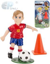 Shooters set figurka fotbalista + kužel s míčem plast 12 druhů