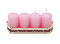 Adventní svíčky válec 40/70 mm 4 ks - sv. růžová