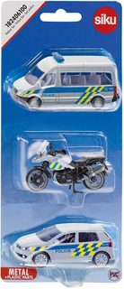 SIKU Set auto osobní Policie 2ks + motocykl česká verze CZ 1824