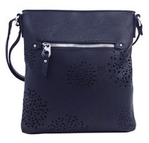 Crossbody dámská kabelka v květovaném designu tmavě modrá 5432-BB