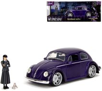 Jada VW Beetle 1972 (volný chod, kov) + figurka Wednesday