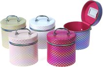 Kufřík dětský kosmetický vel. M se zrcátkem na zip lesklý metalický 5 barev