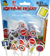 Značky dopravní plastové značení set 21ks na kartě
