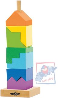 VĚŽ navlékací 26cm skládací hlavolam