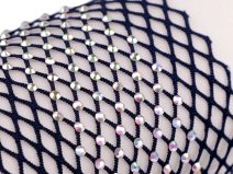 Pružná síťovina / prýmek / vsadka s broušenými kamínky šíře 75 mm METRÁŽ