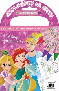 Omalovánky na cesty Disney Princezny set s voskovkami a držátkem