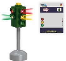 Set semafor silniční 20cm + 2 dopravní značky na baterie Světlo Zvuk plast