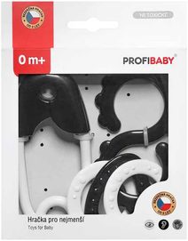 PROFIBABY Baby chrastítko špendlík + osmička ČB v krabici pro miminko plast