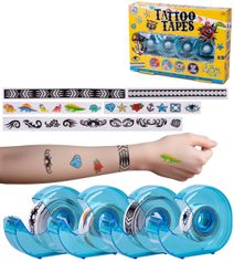 Lepící páska s tetováním set 4x 3m tetovací dětská páska modrá