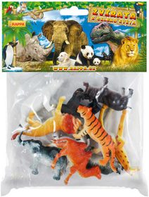 Zvířátka divoká 6,5 cm set 10ks figurky safari v sáčku plast