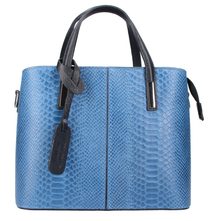 Kožená džínově modrá dámská kabelka do ruky v kroko designu Merle