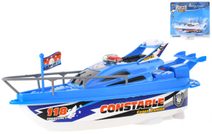 Člun policejní pátrací 22cm do vody na baterie 2 barvy plast