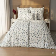 Krepové povlečení Modrý kvítek 140x200+70x90 cm