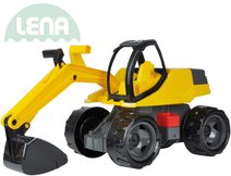 LENA Bagr funkční žlutočerný 69cm dětské odrážedlo plast