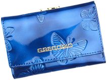 Gregorio modrá menší dámská kožená peněženka s motýly RFID v dárkové krabičce