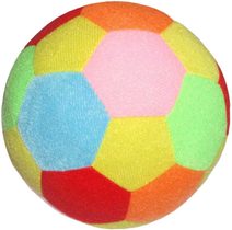 PLYŠ Baby soft barevný míč Happy World 18cm s chrastítkem pro miminko
