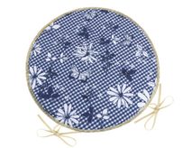 Sedák DITA kulatý hladký - průměr 40 cm, výška puru 2 cm modrá kostička s květem