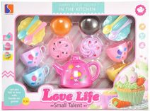 Čajová / kávová souprava set dětské nádobíčko s maketami potravin