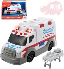 DICKIE Auto ambulance 15cm sanitka bílá na baterie Světlo Zvuk