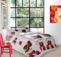 Povlečení bavlněný satén Čokoládová srdíčka 140/200, 2x70/80