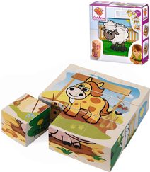 EICHHORN DŘEVO Obrázkové kostky kubus zvířátka farma set 9ks