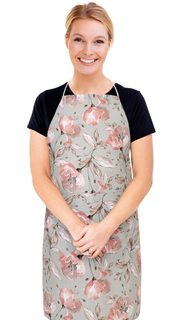 Kuchyňská zástěra ADÉLA Lososová,Šedá 7750/238 zástěra 67x84 cm