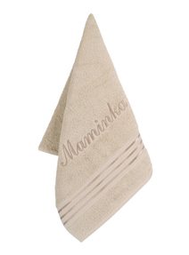 Froté ručník kolekce Linie s výšivkou Maminka - 50x100 cm béžová