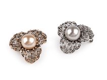 Brož s broušenými kamínky a perlou